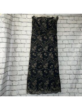 Vintage 90s Y2K DESSY CREATIONS Dress Black Formal Wedding Evening 10 Made USA